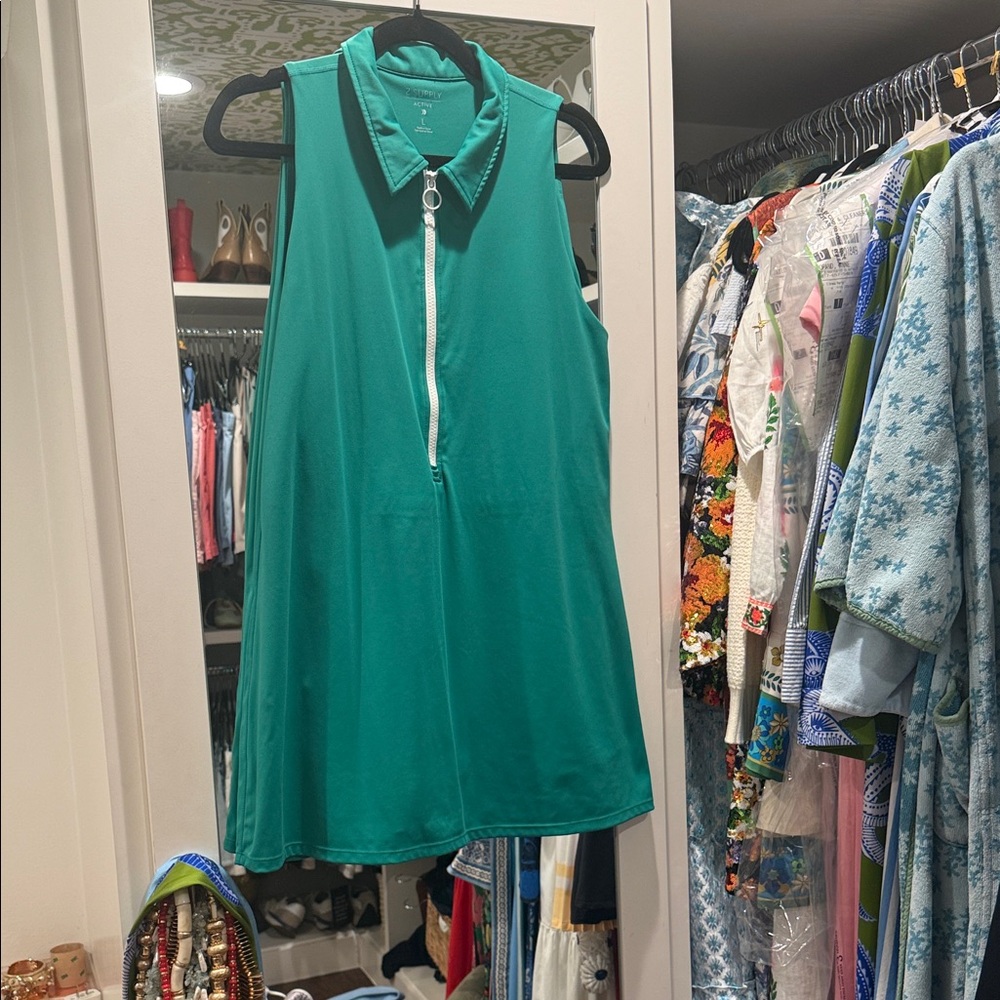 Z Supply Eye on the Ball Green Sleeveless tennis Zip-Up Dress